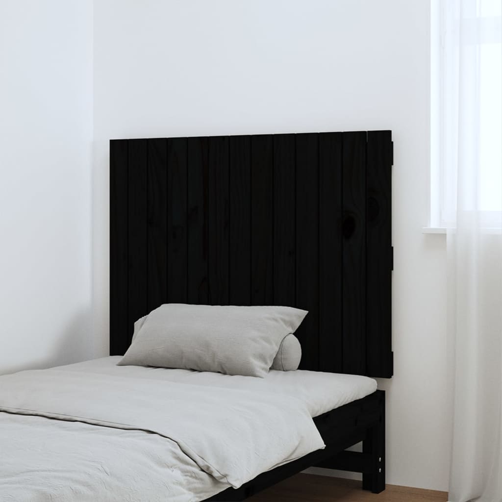 vidaXL Tăblie de pat pentru perete, negru, 82,5x3x60cm, lemn masiv pin vidaXL Tăblie de pat pentru perete, negru, 82,5x3x60cm, lemn masiv pin
