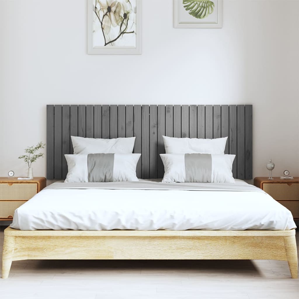 vidaXL Tăblie de pat pentru perete, gri, 166x3x60 cm, lemn masiv pin vidaXL Tăblie de pat pentru perete, gri, 166x3x60 cm, lemn masiv pin