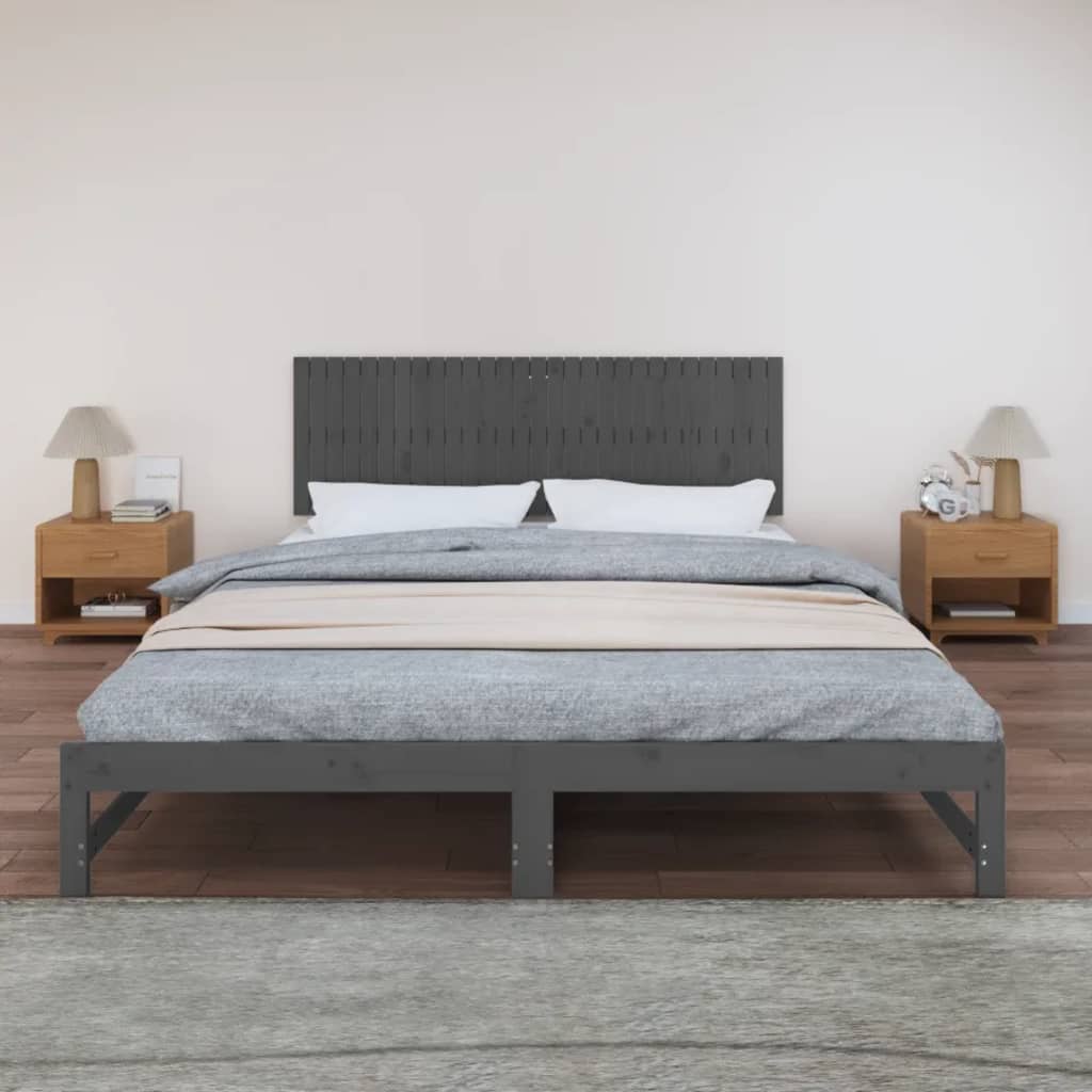 vidaXL Tăblie de pat pentru perete, gri, 185x3x60 cm, lemn masiv pin vidaXL Tăblie de pat pentru perete, gri, 185x3x60 cm, lemn masiv pin