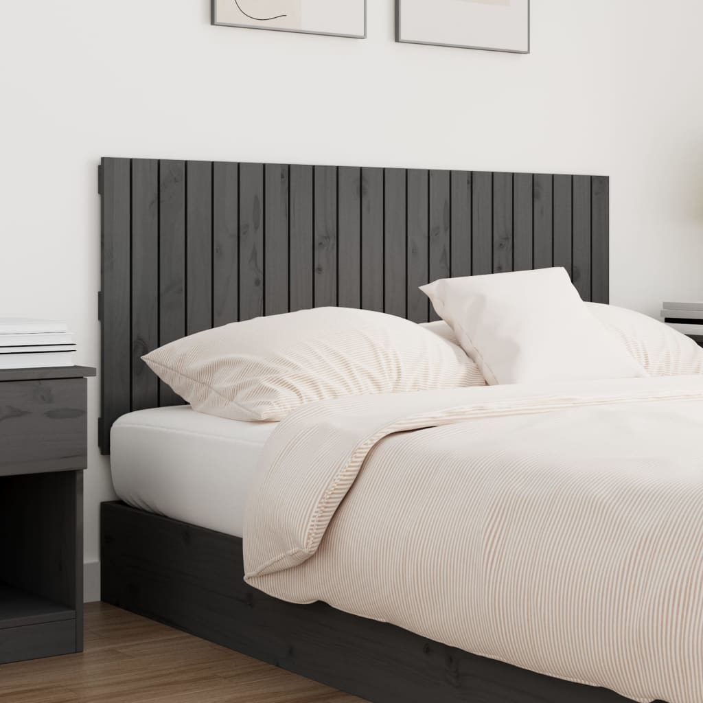 vidaXL Tăblie de pat pentru perete, gri, 140x3x60 cm, lemn masiv pin