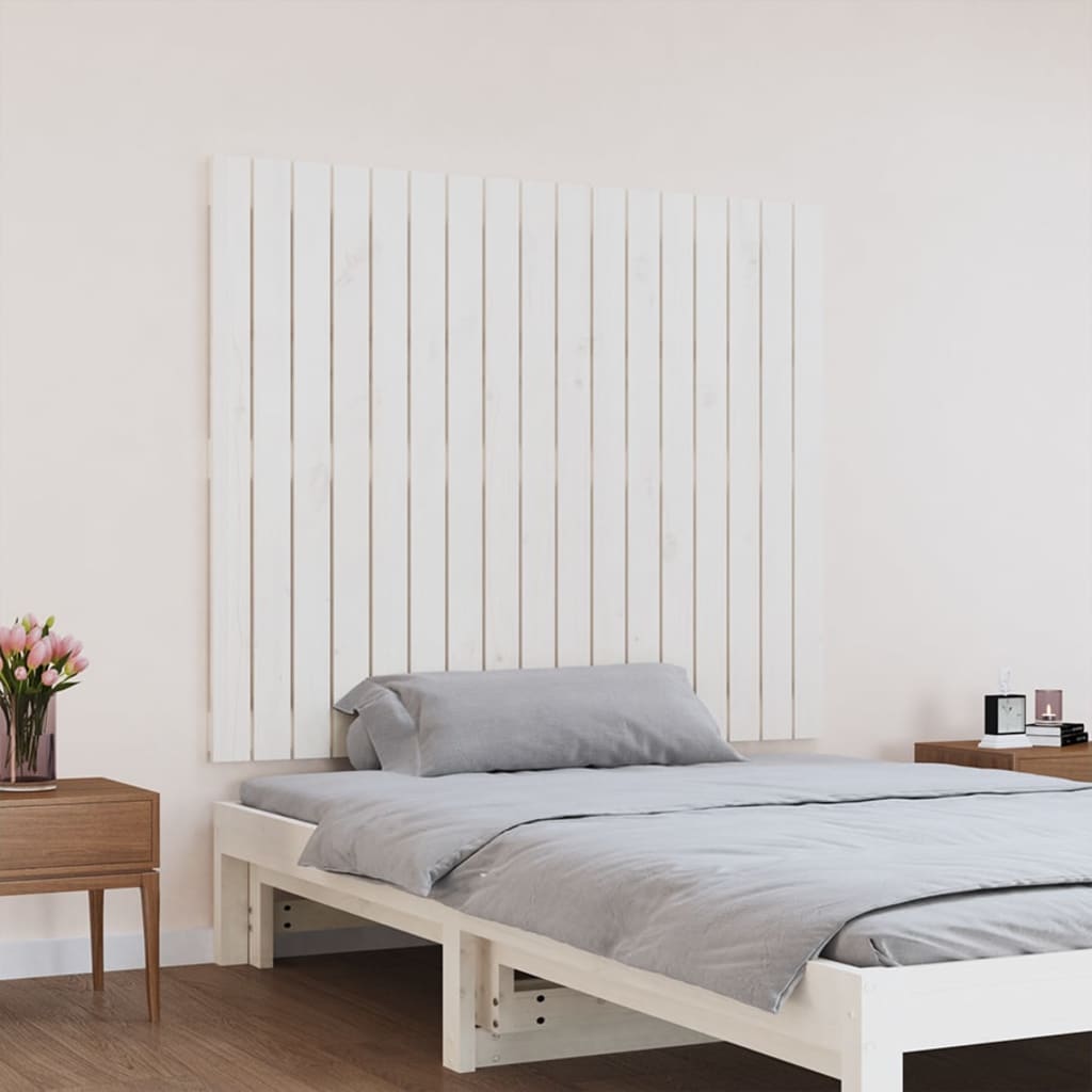vidaXL Tăblie de pat pentru perete, alb, 108x3x90 cm, lemn masiv pin vidaXL Tăblie de pat pentru perete, alb, 108x3x90 cm, lemn masiv pin