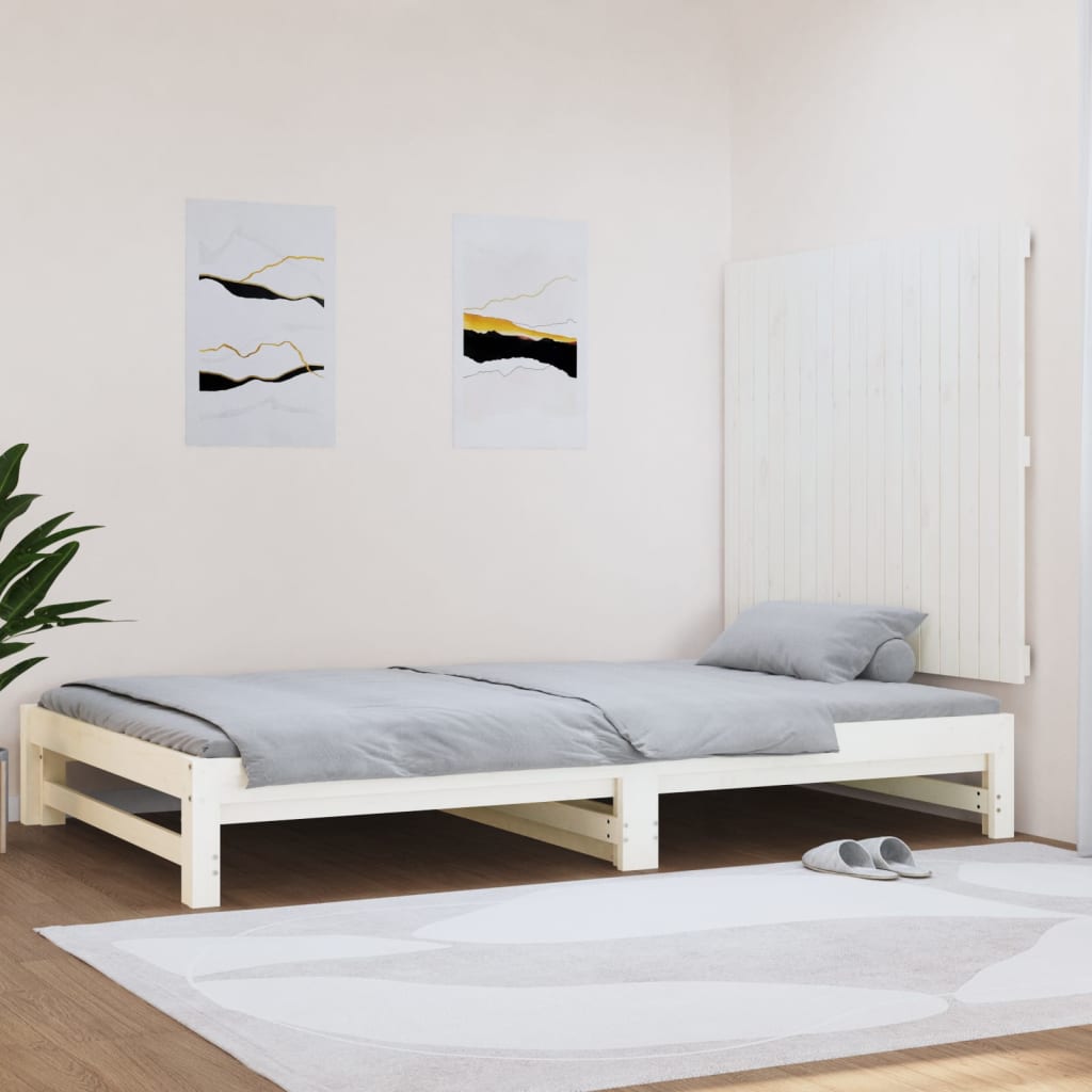 vidaXL Tăblie de pat pentru perete, alb, 108x3x90 cm, lemn masiv pin vidaXL Tăblie de pat pentru perete, alb, 108x3x90 cm, lemn masiv pin