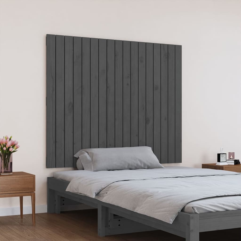 vidaXL Tăblie de pat pentru perete, gri, 108x3x90 cm, lemn masiv pin vidaXL Tăblie de pat pentru perete, gri, 108x3x90 cm, lemn masiv pin