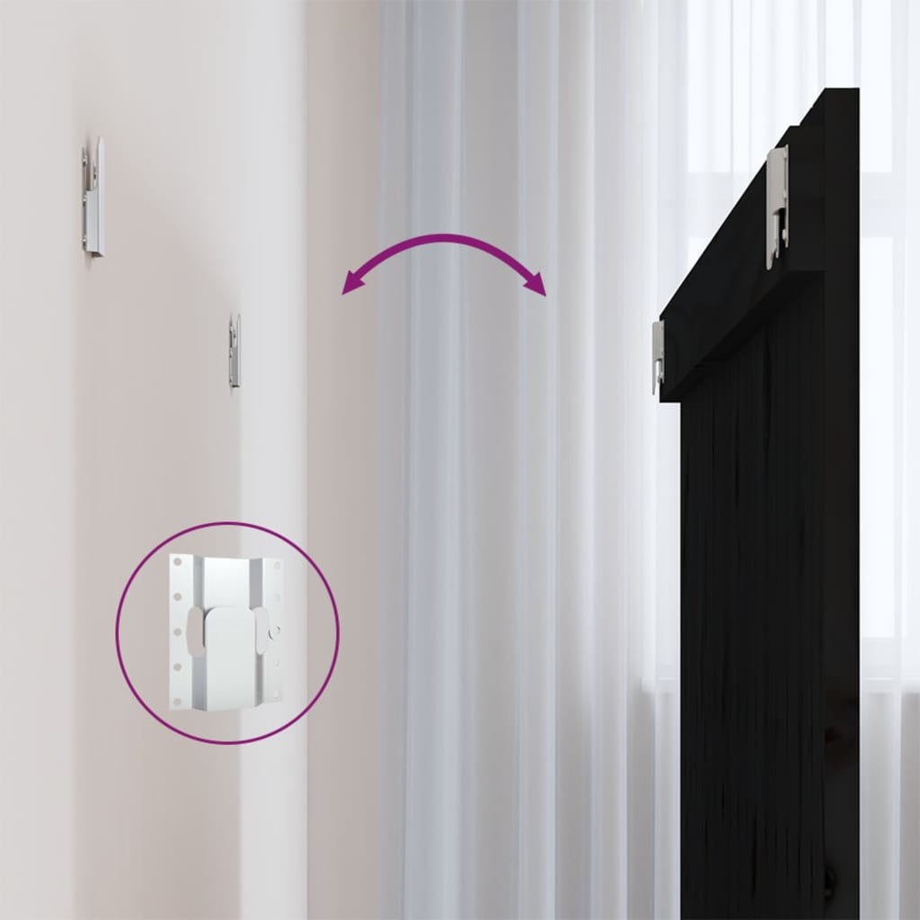 vidaXL Tăblie de pat pentru perete, negru, 108x3x90 cm, lemn masiv pin vidaXL Tăblie de pat pentru perete, negru, 108x3x90 cm, lemn masiv pin