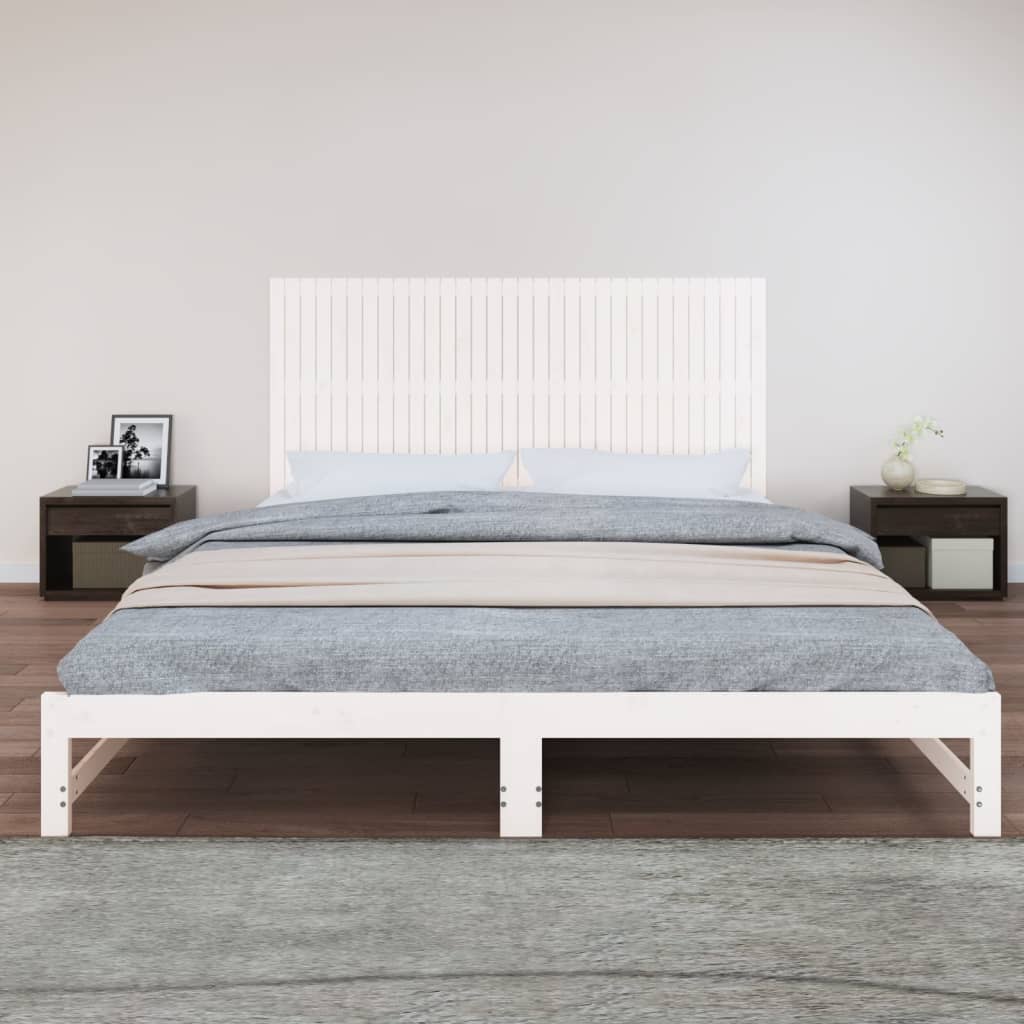 vidaXL Tăblie de pat pentru perete, alb, 204x3x90 cm, lemn masiv pin