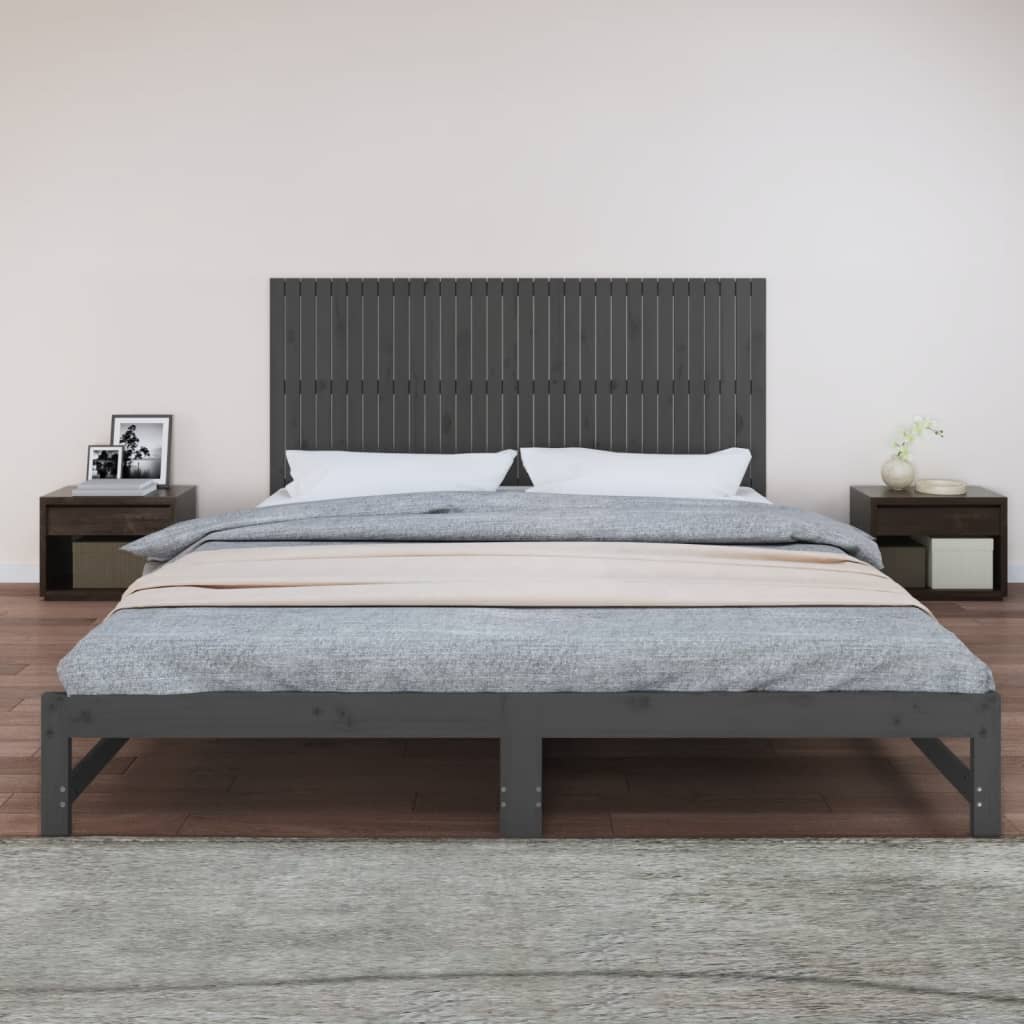 vidaXL Tăblie de pat pentru perete, gri, 204x3x90 cm, lemn masiv pin vidaXL Tăblie de pat pentru perete, gri, 204x3x90 cm, lemn masiv pin