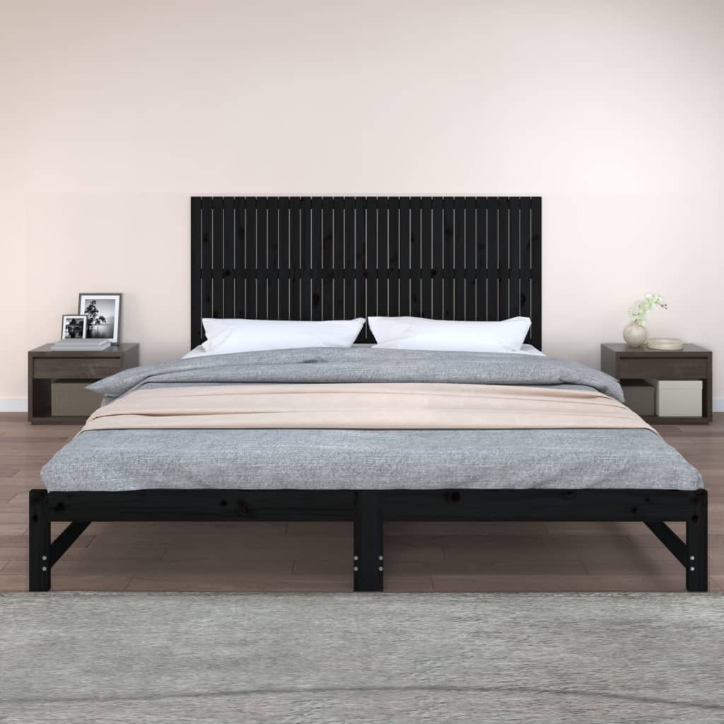 vidaXL Tăblie de pat pentru perete, negru, 204x3x90 cm, lemn masiv pin vidaXL Tăblie de pat pentru perete, negru, 204x3x90 cm, lemn masiv pin