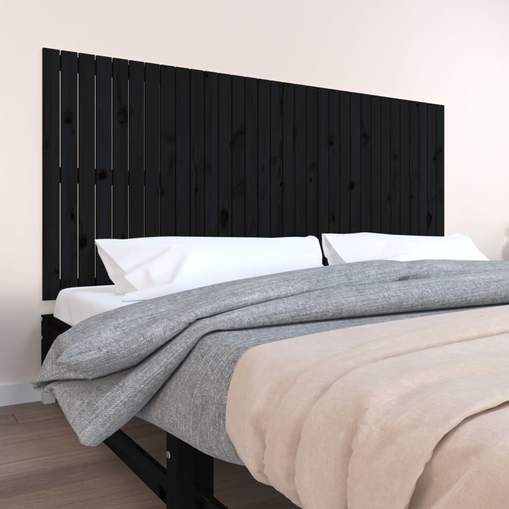 vidaXL Tăblie de pat pentru perete, negru, 204x3x90 cm, lemn masiv pin vidaXL Tăblie de pat pentru perete, negru, 204x3x90 cm, lemn masiv pin