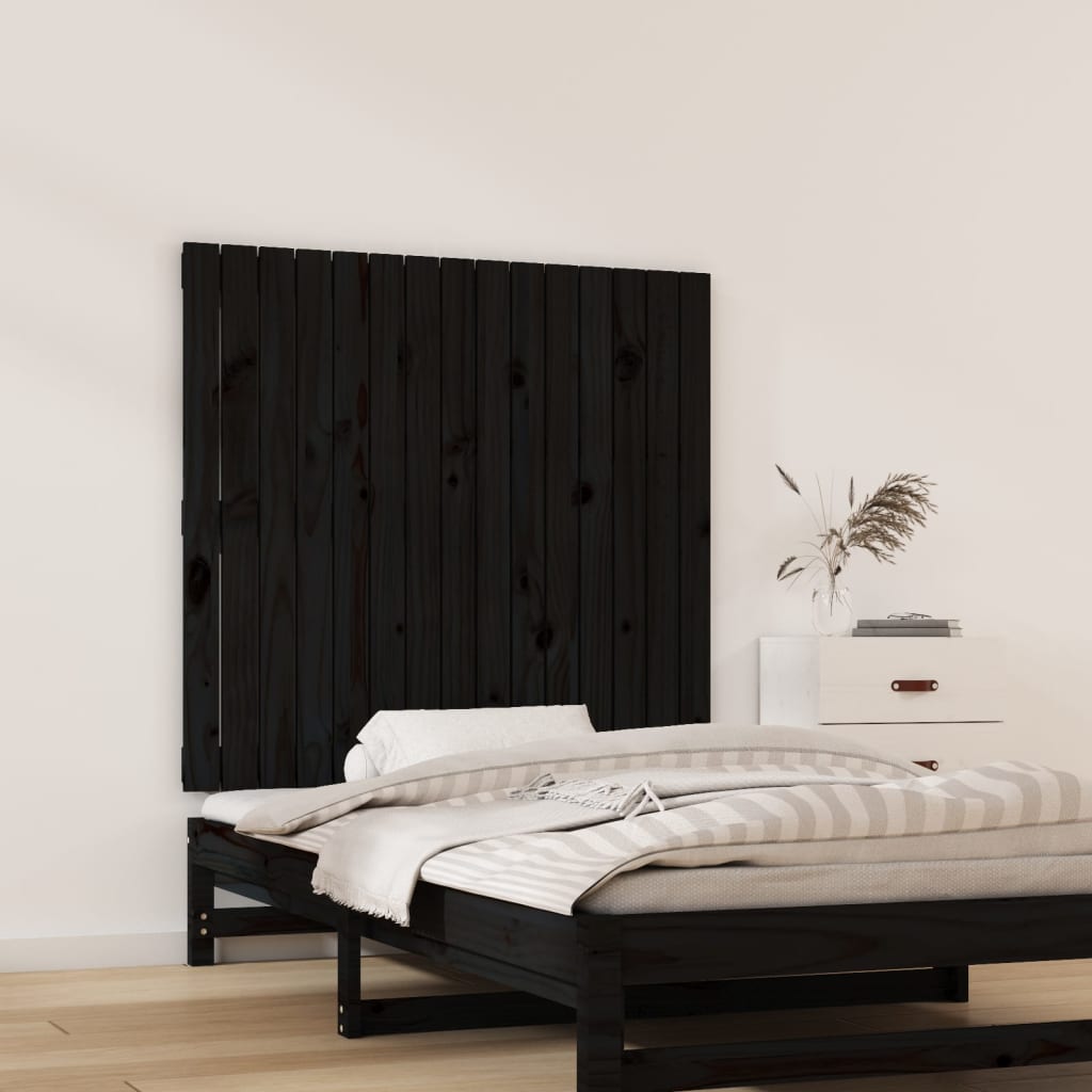 vidaXL Tăblie de pat pentru perete, negru, 95,5x3x90cm, lemn masiv pin vidaXL Tăblie de pat pentru perete, negru, 95,5x3x90cm, lemn masiv pin