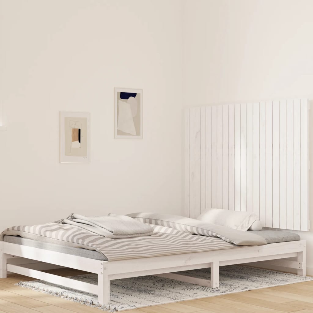 vidaXL Tăblie de pat pentru perete, alb, 127,5x3x90 cm, lemn masiv pin vidaXL Tăblie de pat pentru perete, alb, 127,5x3x90 cm, lemn masiv pin