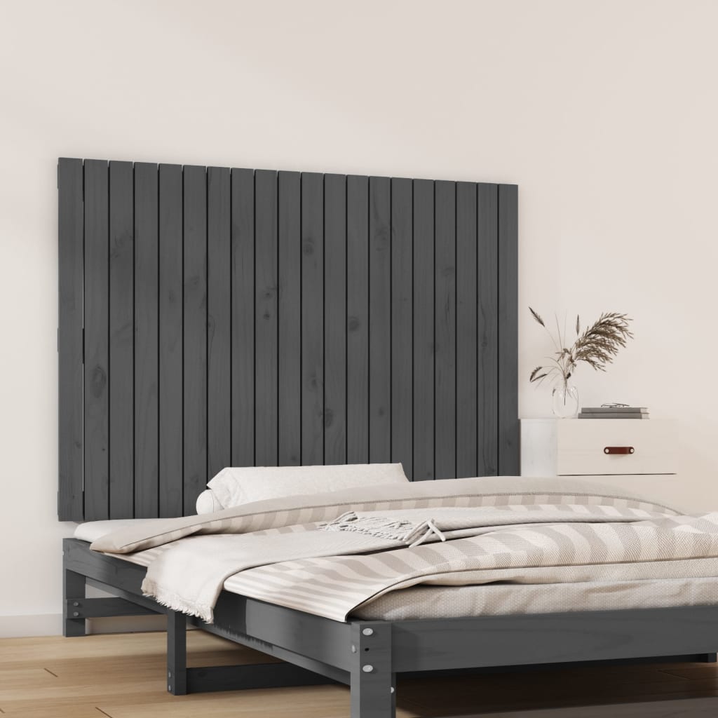 vidaXL Tăblie de pat pentru perete, gri, 127,5x3x90 cm, lemn masiv pin