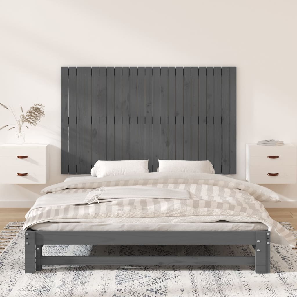 vidaXL Tăblie de pat pentru perete, gri, 147x3x90 cm, lemn masiv pin vidaXL Tăblie de pat pentru perete, gri, 147x3x90 cm, lemn masiv pin
