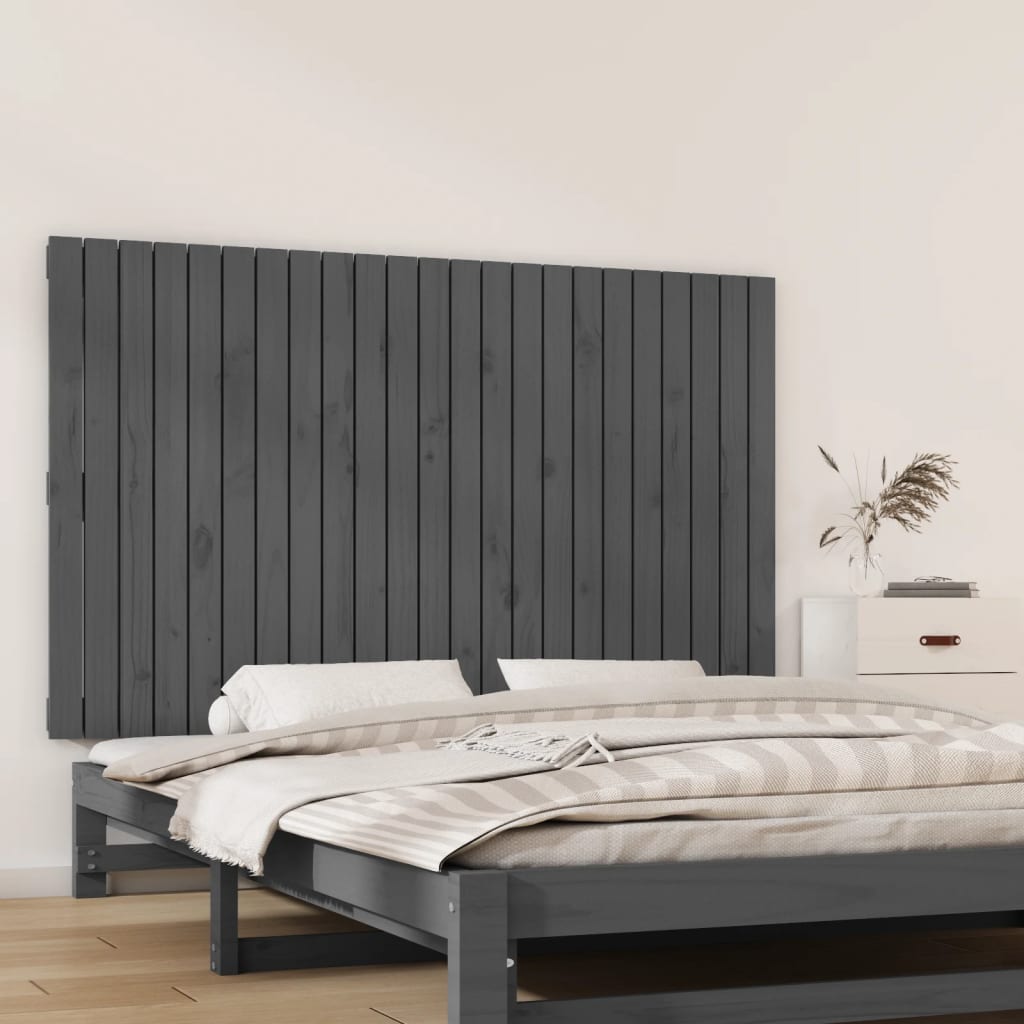 vidaXL Tăblie de pat pentru perete, gri, 147x3x90 cm, lemn masiv pin vidaXL Tăblie de pat pentru perete, gri, 147x3x90 cm, lemn masiv pin