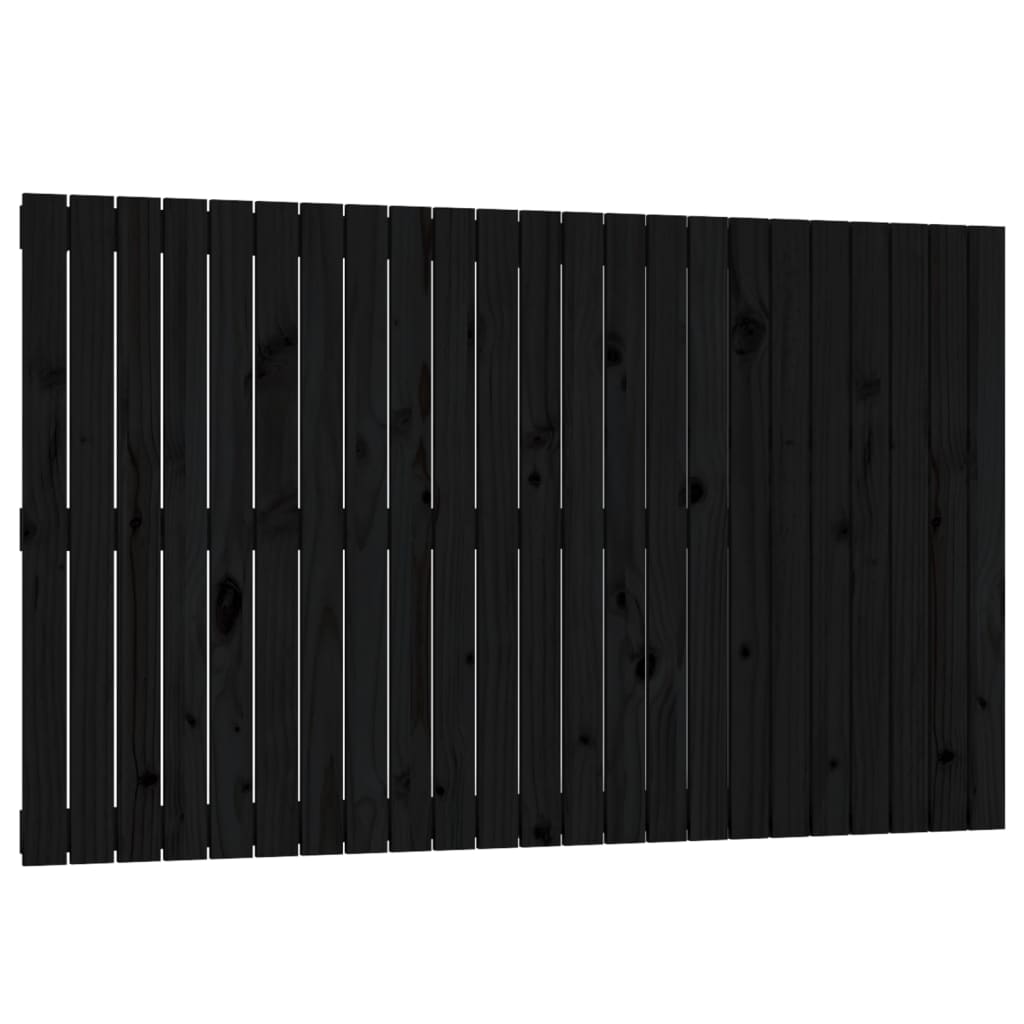vidaXL Tăblie de pat pentru perete, negru, 147x3x90 cm, lemn masiv pin