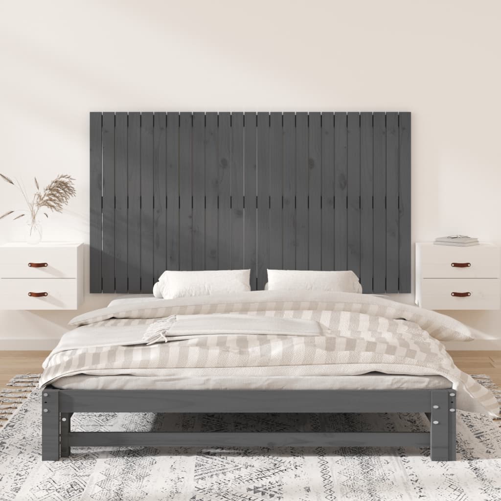 vidaXL Tăblie de pat pentru perete, gri, 159,5x3x90 cm, lemn masiv pin