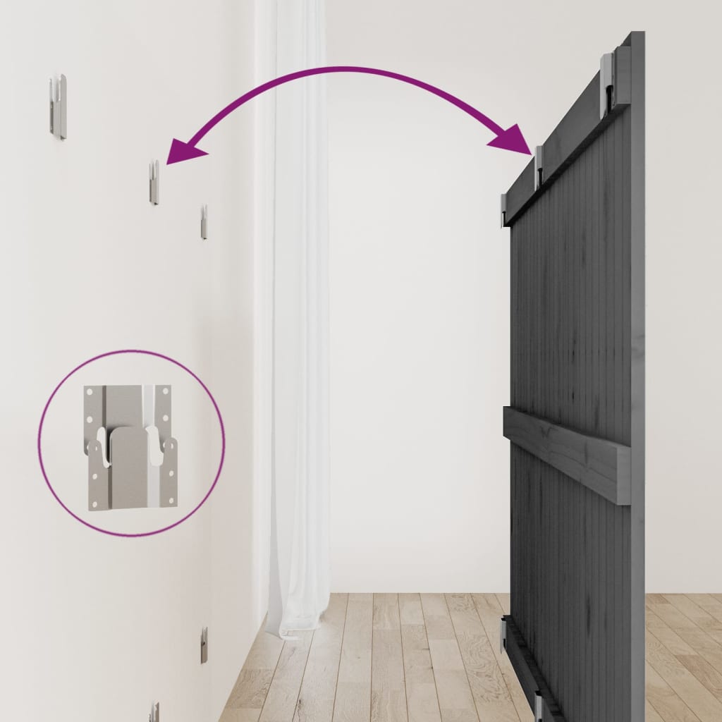 vidaXL Tăblie de pat pentru perete, gri, 159,5x3x90 cm, lemn masiv pin