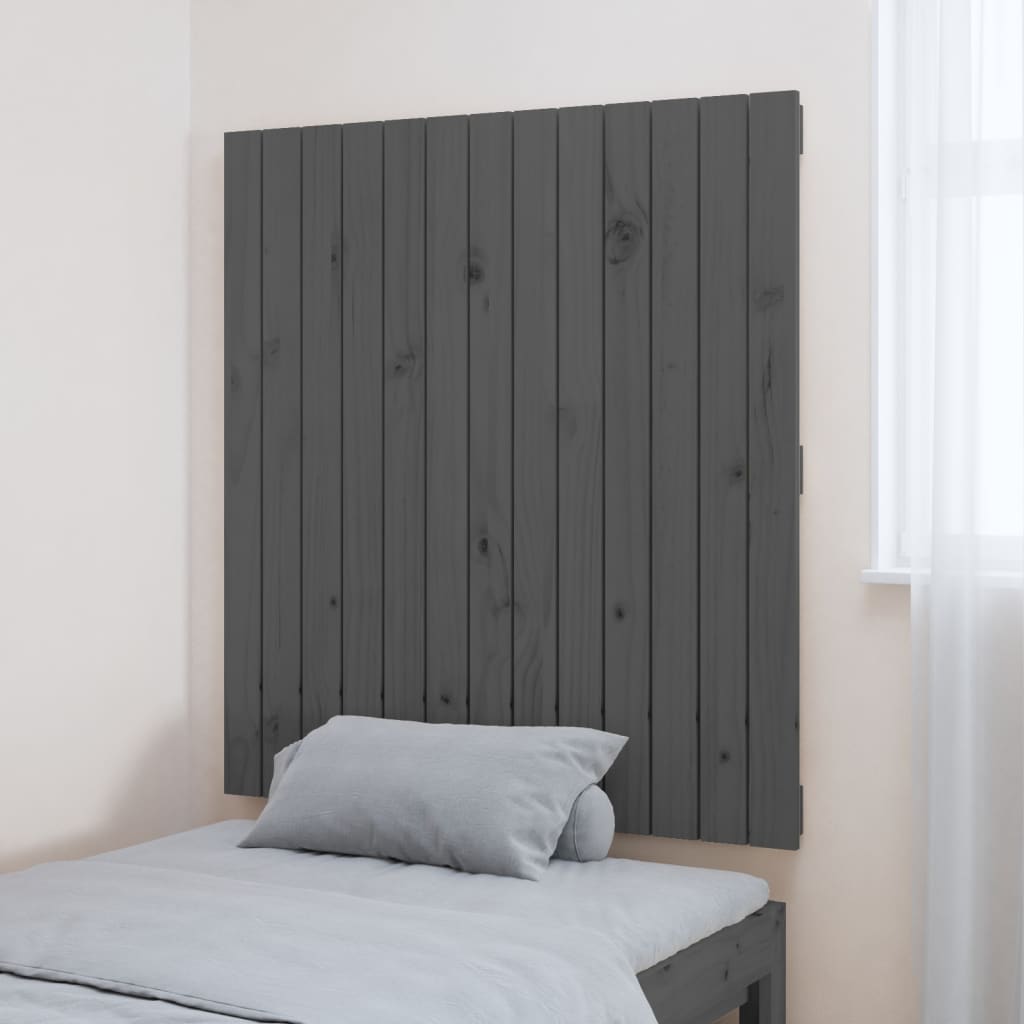 vidaXL Tăblie de pat pentru perete, gri, 82,5x3x90 cm, lemn masiv pin
