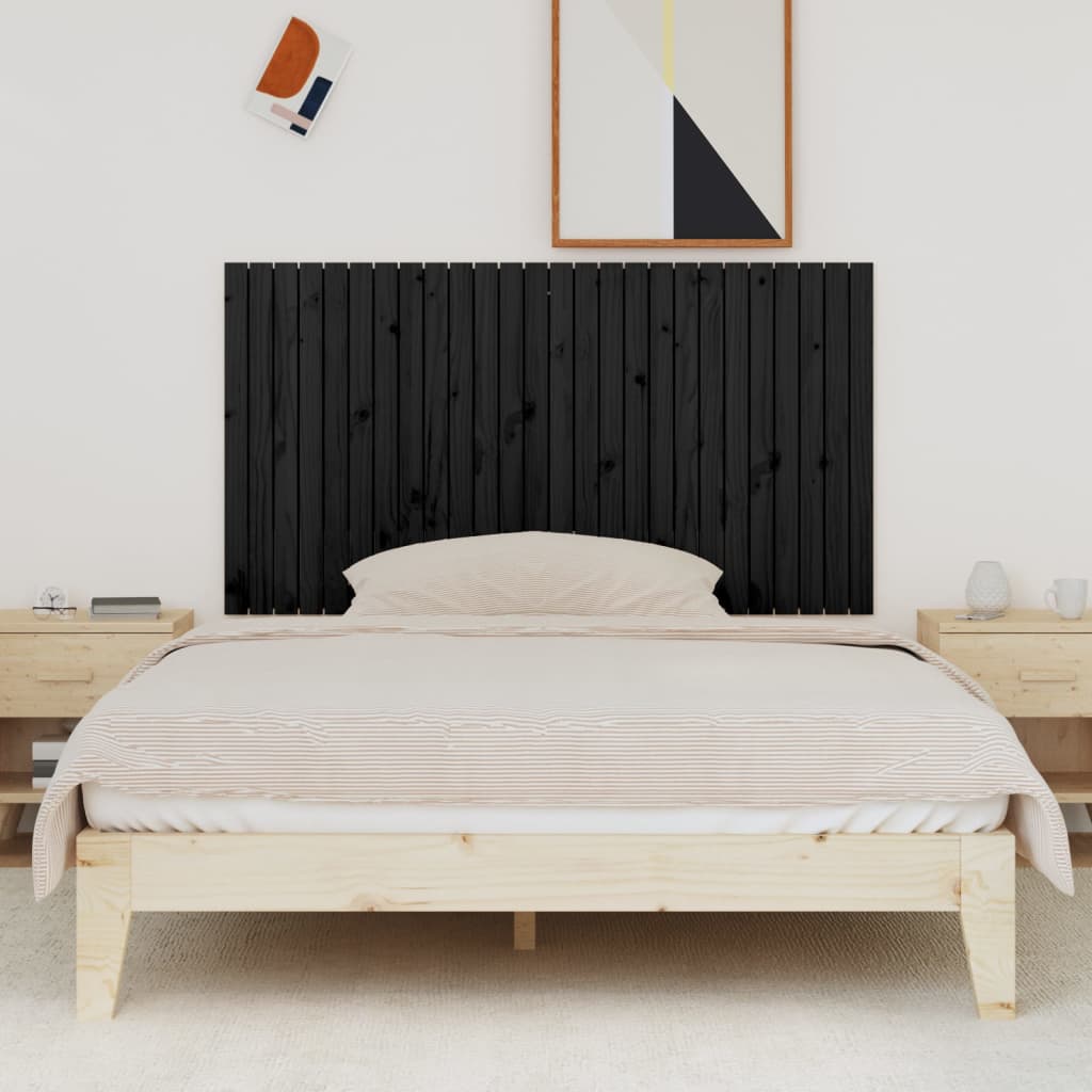 vidaXL Tăblie de pat pentru perete, negru, 166x3x90 cm, lemn masiv pin