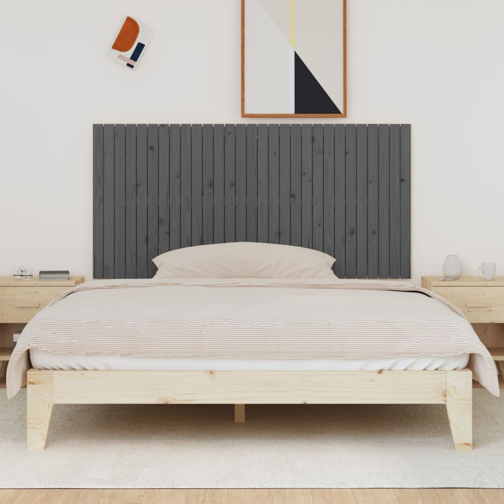 vidaXL Tăblie de pat pentru perete, gri, 185x3x90 cm, lemn masiv pin
