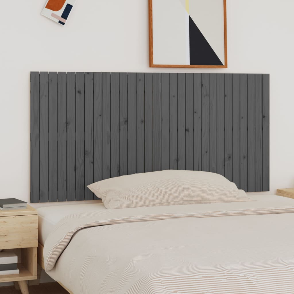 vidaXL Tăblie de pat pentru perete, gri, 185x3x90 cm, lemn masiv pin