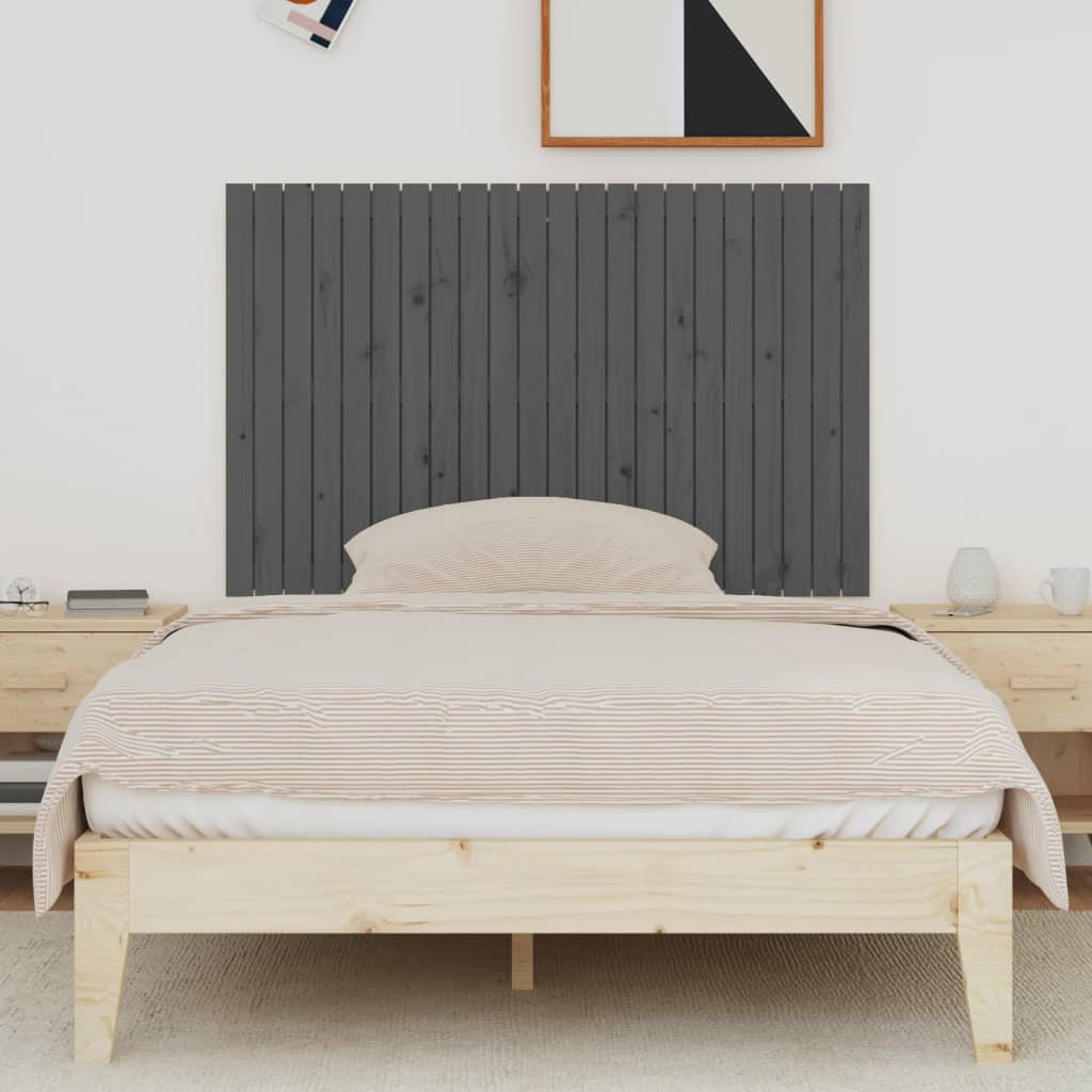 vidaXL Tăblie de pat pentru perete, gri, 140x3x90 cm, lemn masiv pin