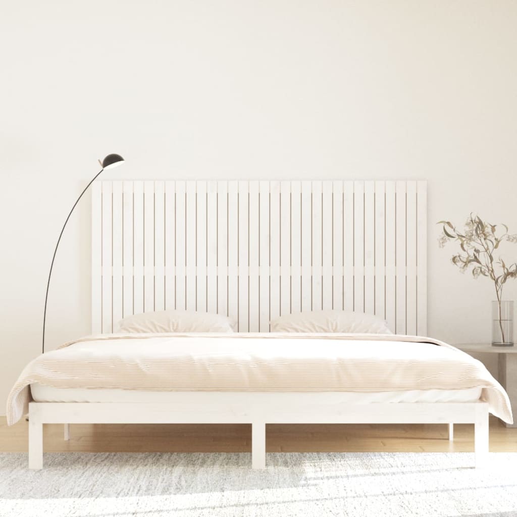 vidaXL Tăblie de pat pentru perete, alb, 204x3x110 cm, lemn masiv pin