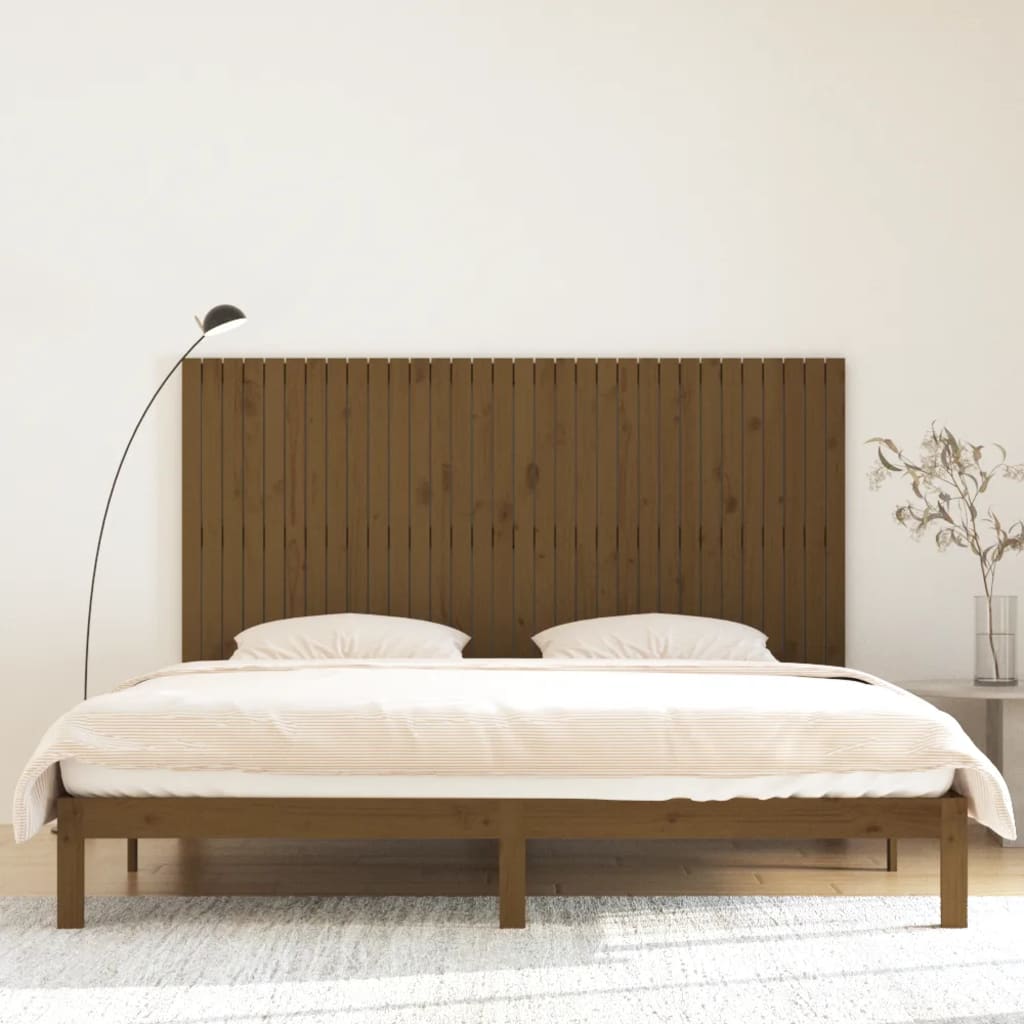 vidaXL Tăblie de pat pentru perete, maro miere, 204x3x110 cm, lemn pin vidaXL Tăblie de pat pentru perete, maro miere, 204x3x110 cm, lemn pin
