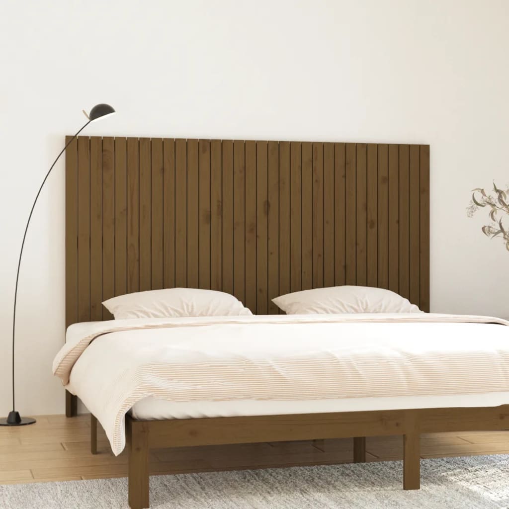 vidaXL Tăblie de pat pentru perete, maro miere, 204x3x110 cm, lemn pin vidaXL Tăblie de pat pentru perete, maro miere, 204x3x110 cm, lemn pin