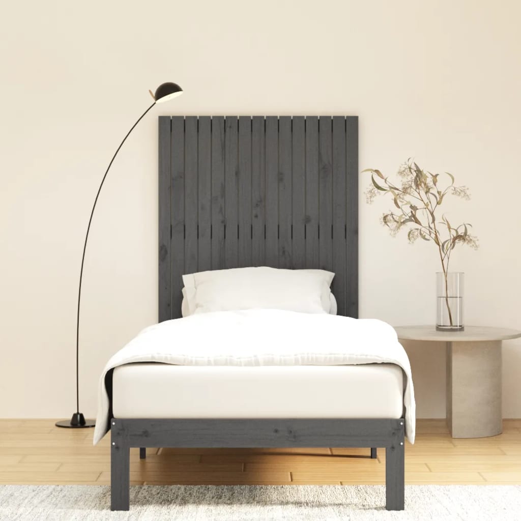 vidaXL Tăblie de pat pentru perete, gri, 95,5x3x110 cm, lemn masiv pin
