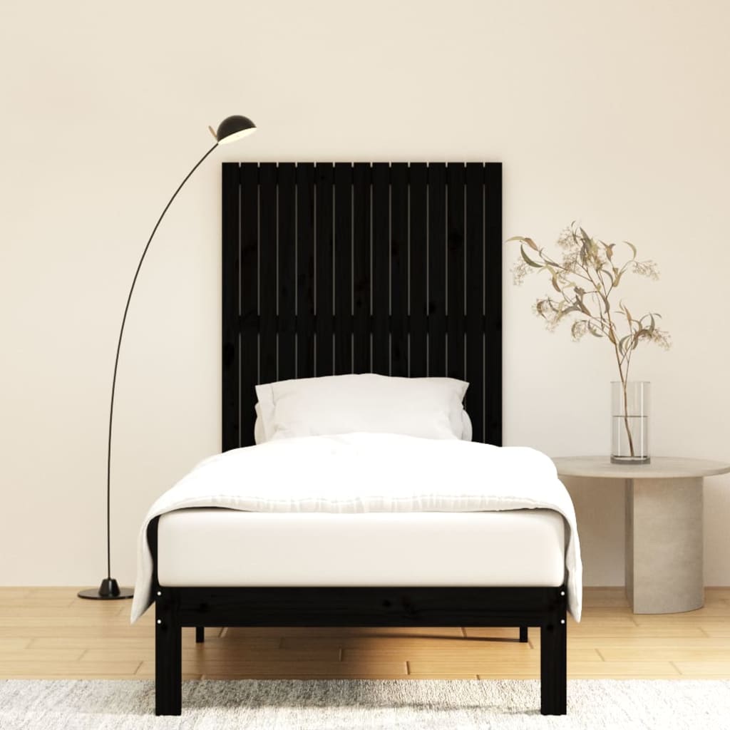 vidaXL Tăblie de pat pentru perete, negru 95,5x3x110 cm lemn masiv pin vidaXL Tăblie de pat pentru perete, negru 95,5x3x110 cm lemn masiv pin