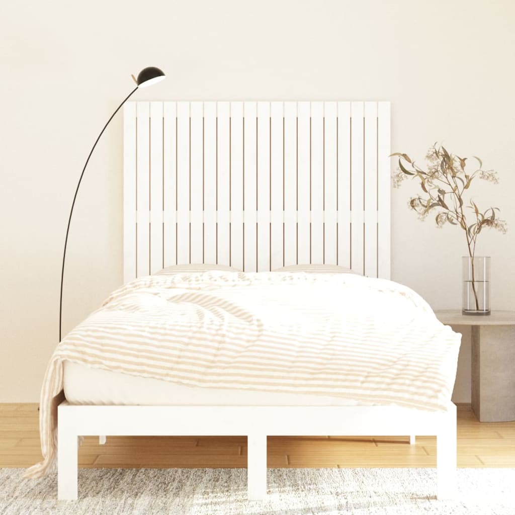 vidaXL Tăblie de pat pentru perete, alb, 127,5x3x110 cm lemn masiv pin