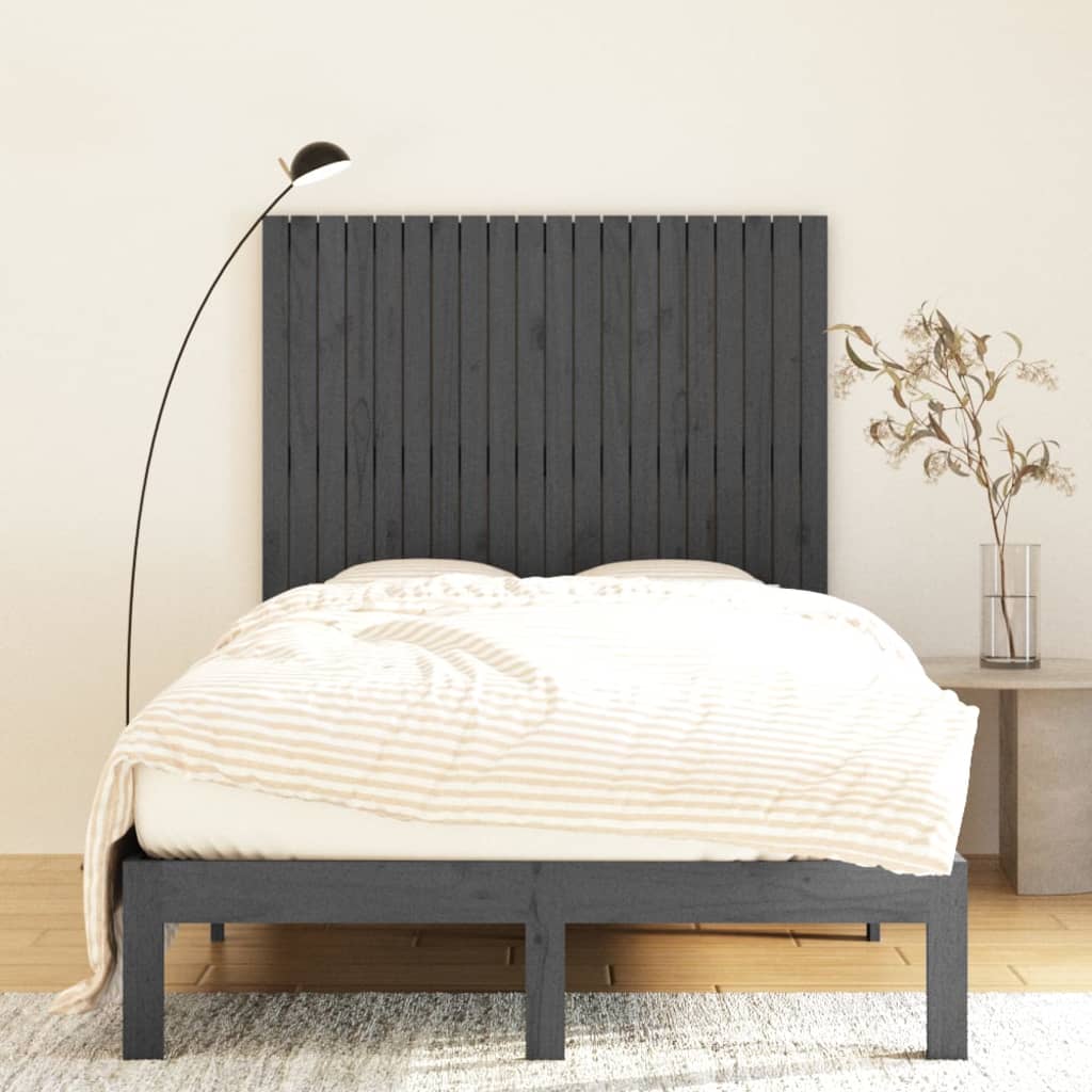 vidaXL Tăblie de pat pentru perete, gri, 127,5x3x110 cm lemn masiv pin