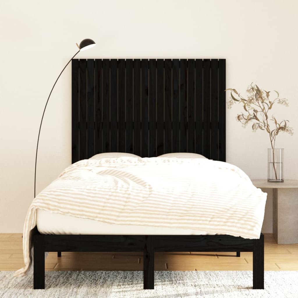 vidaXL Tăblie de pat pentru perete negru 127,5x3x110 cm lemn masiv pin