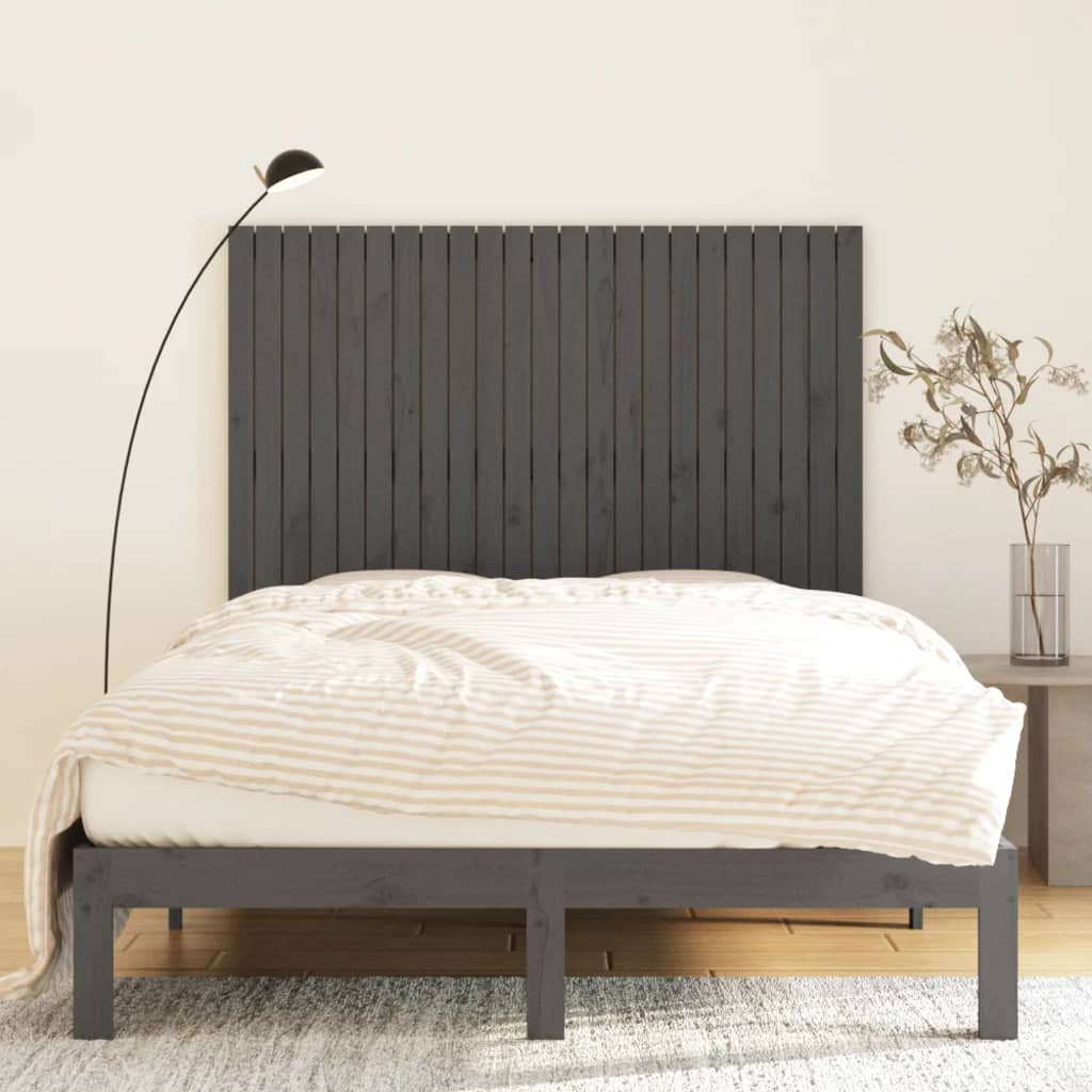 vidaXL Tăblie de pat pentru perete, gri, 146,5x3x110 cm lemn masiv pin