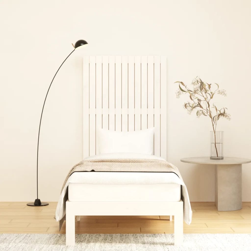 vidaXL Tăblie de pat pentru perete, alb, 82,5x3x110 cm, lemn masiv pin