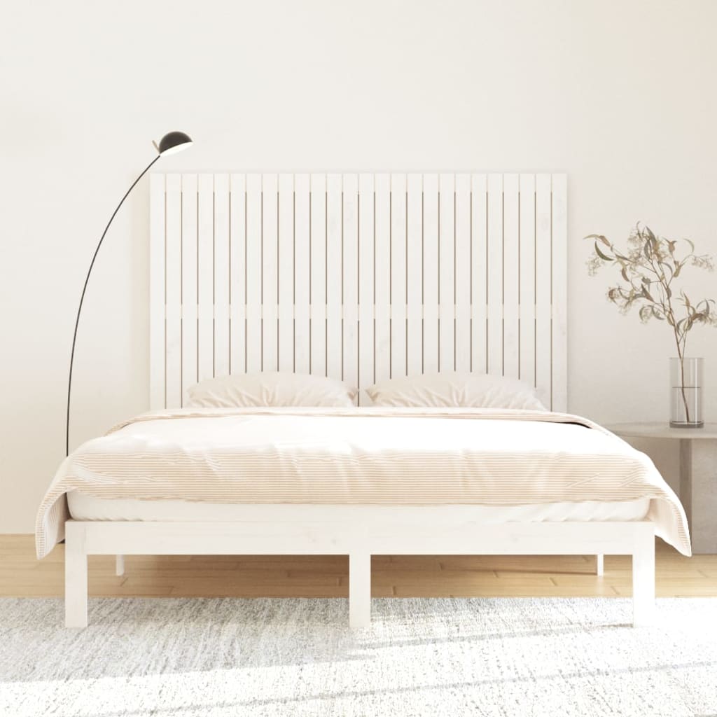 vidaXL Tăblie de pat pentru perete, alb, 166x3x110 cm, lemn masiv pin