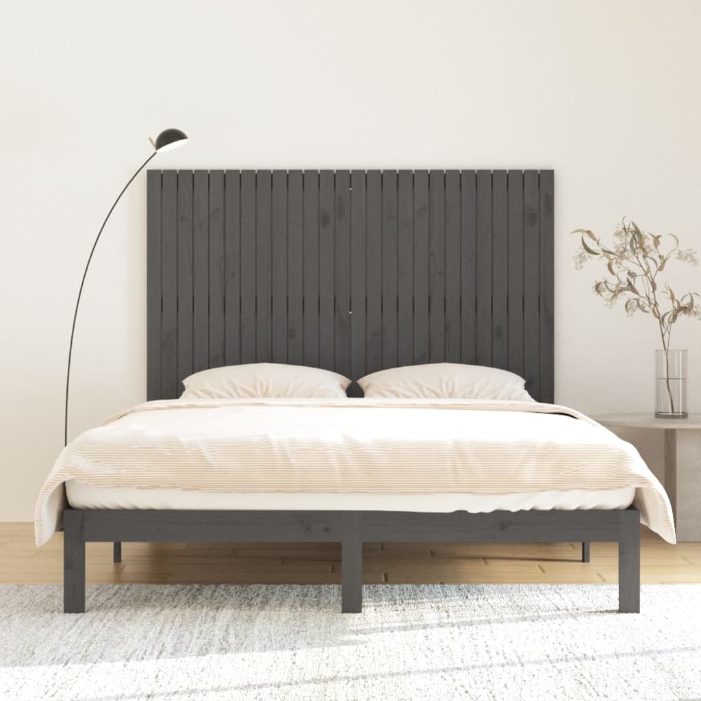 vidaXL Tăblie de pat pentru perete, gri, 166x3x110 cm, lemn masiv pin