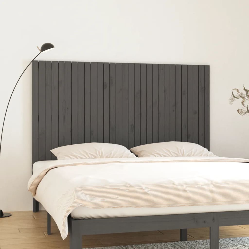vidaXL Tăblie de pat pentru perete, gri, 185x3x110 cm, lemn masiv pin