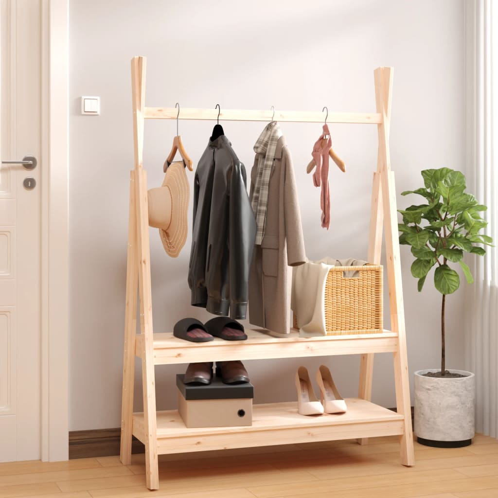 vidaXL Suport pentru haine, 100x45,5x150 cm, lemn masiv de pin vidaXL Suport pentru haine, 100x45,5x150 cm, lemn masiv de pin