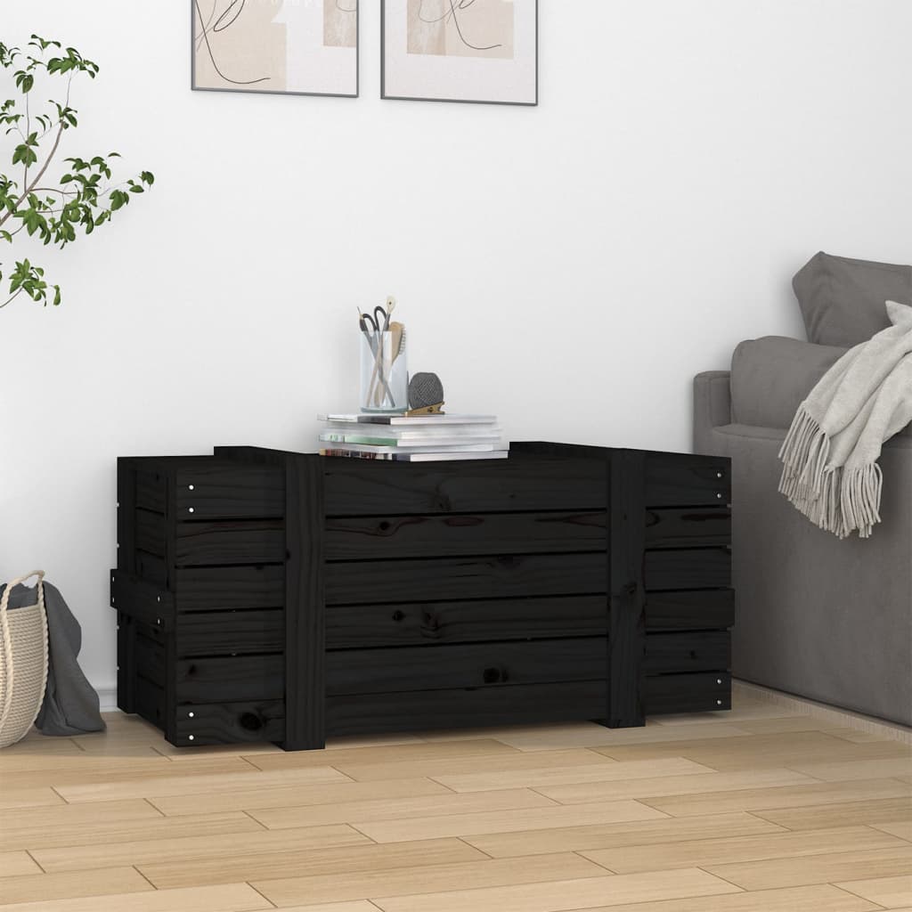 vidaXL Cutie de depozitare, negru, 91x40,5x42 cm, lemn masiv de pin vidaXL Cutie de depozitare, negru, 91x40,5x42 cm, lemn masiv de pin