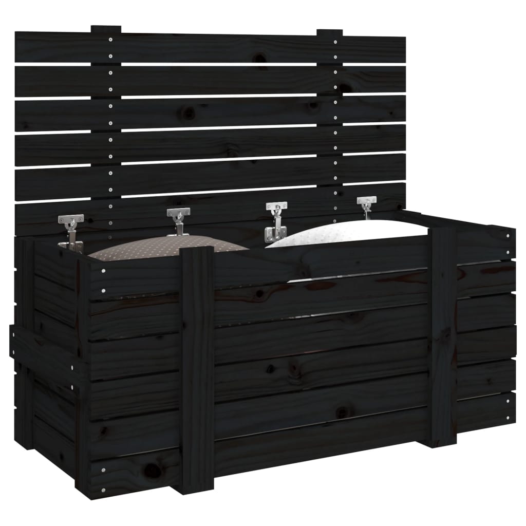 vidaXL Cutie de depozitare, negru, 91x40,5x42 cm, lemn masiv de pin vidaXL Cutie de depozitare, negru, 91x40,5x42 cm, lemn masiv de pin