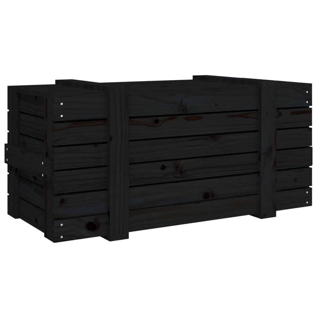 vidaXL Cutie de depozitare, negru, 91x40,5x42 cm, lemn masiv de pin vidaXL Cutie de depozitare, negru, 91x40,5x42 cm, lemn masiv de pin