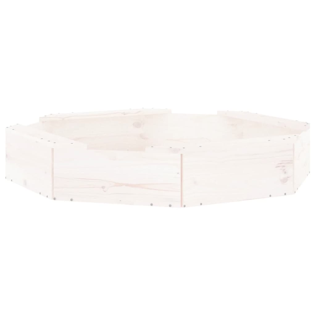 vidaXL Cutie de nisip cu scaune octogonale, alb, lemn masiv de pin vidaXL Cutie de nisip cu scaune octogonale, alb, lemn masiv de pin