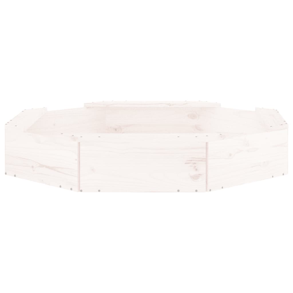 vidaXL Cutie de nisip cu scaune octogonale, alb, lemn masiv de pin vidaXL Cutie de nisip cu scaune octogonale, alb, lemn masiv de pin