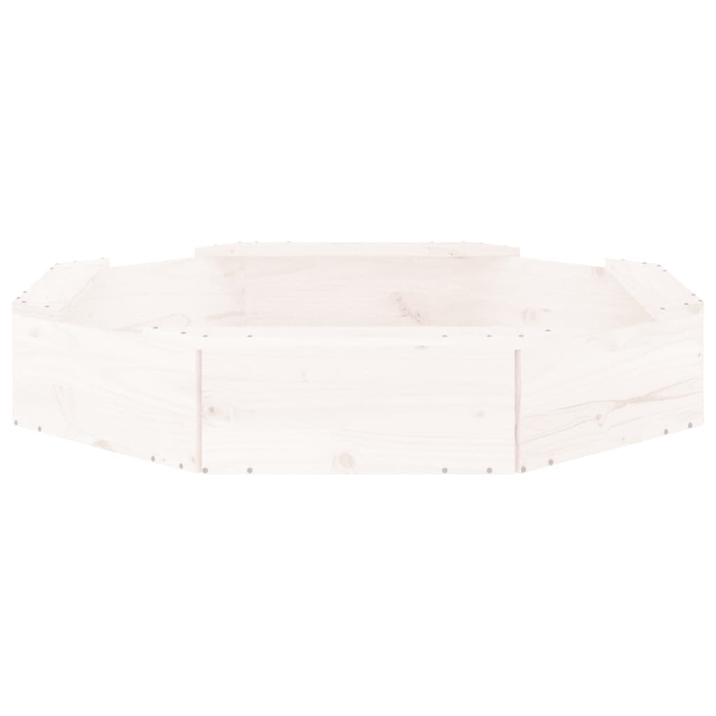 vidaXL Cutie de nisip cu scaune octogonale, alb, lemn masiv de pin vidaXL Cutie de nisip cu scaune octogonale, alb, lemn masiv de pin