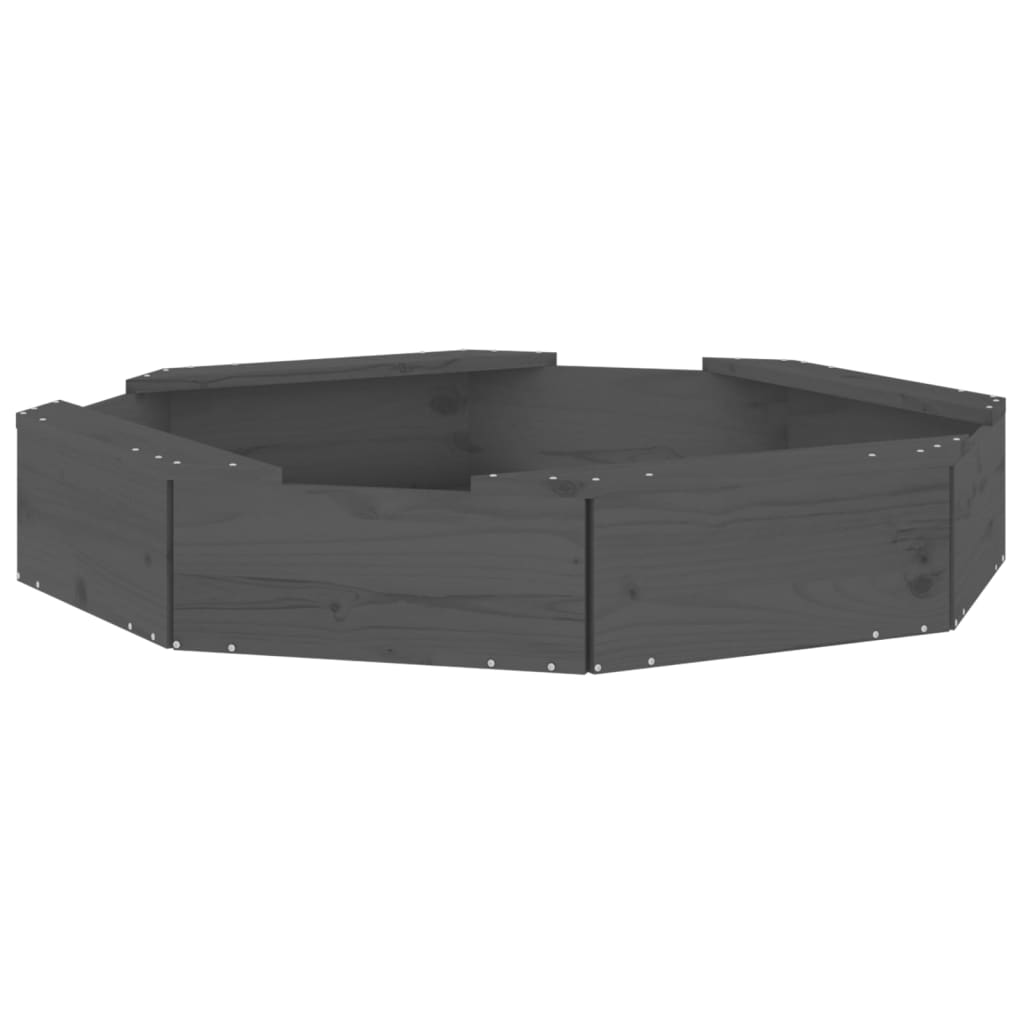 vidaXL Cutie de nisip cu scaune octogonale, gri, lemn masiv de pin vidaXL Cutie de nisip cu scaune octogonale, gri, lemn masiv de pin