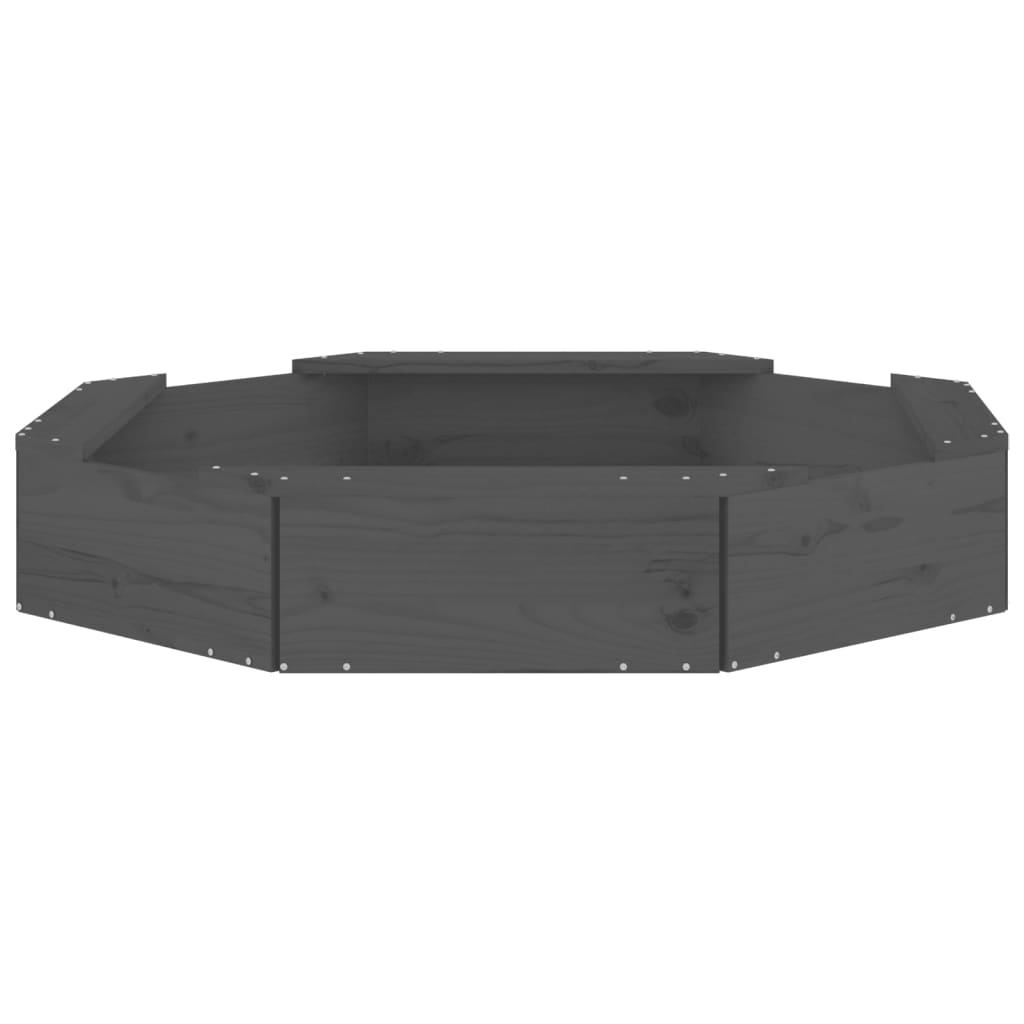 vidaXL Cutie de nisip cu scaune octogonale, gri, lemn masiv de pin vidaXL Cutie de nisip cu scaune octogonale, gri, lemn masiv de pin