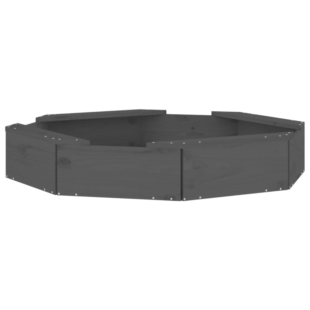 vidaXL Cutie de nisip cu scaune octogonale, gri, lemn masiv de pin vidaXL Cutie de nisip cu scaune octogonale, gri, lemn masiv de pin