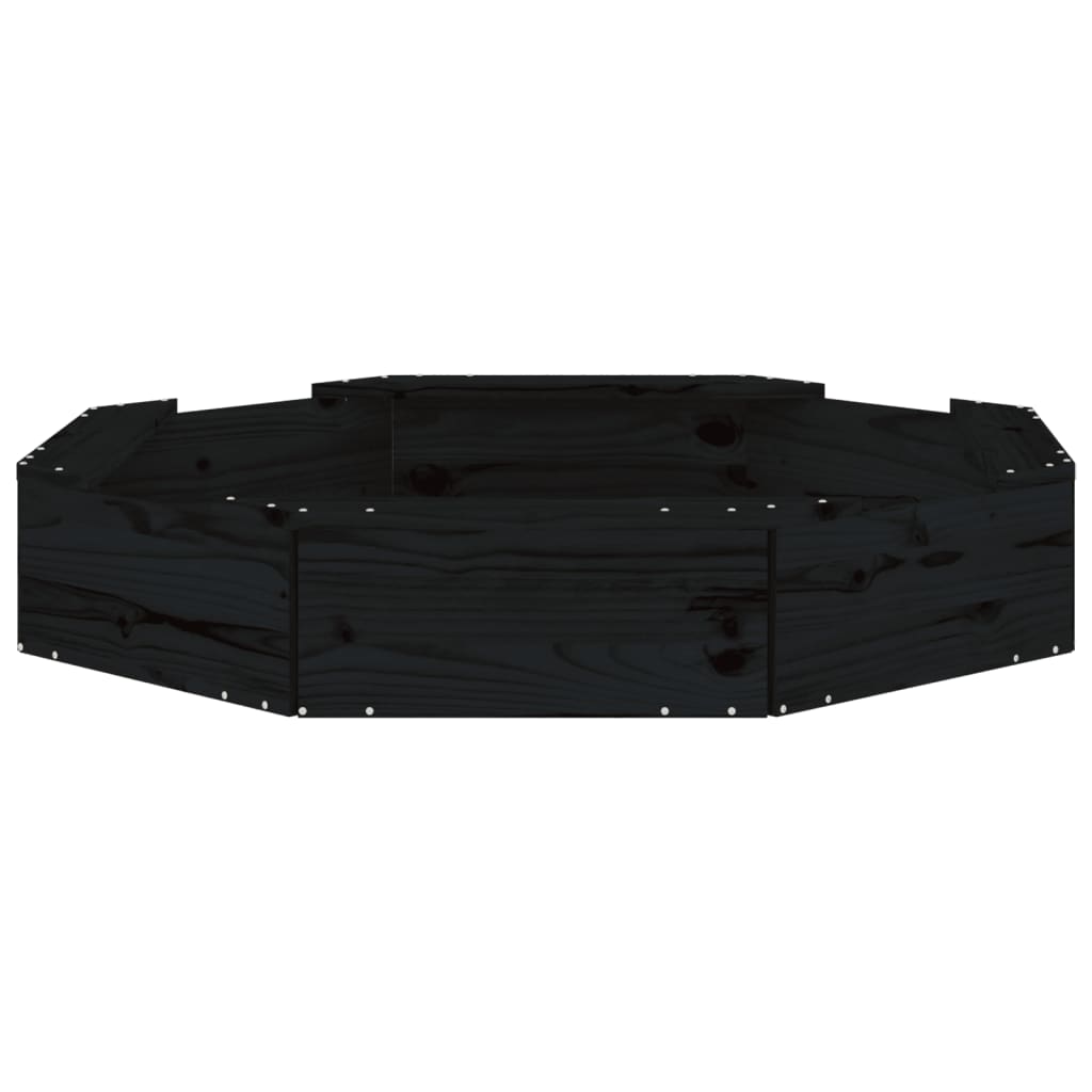 vidaXL Cutie de nisip cu scaune octogonale, negru, lemn masiv de pin vidaXL Cutie de nisip cu scaune octogonale, negru, lemn masiv de pin