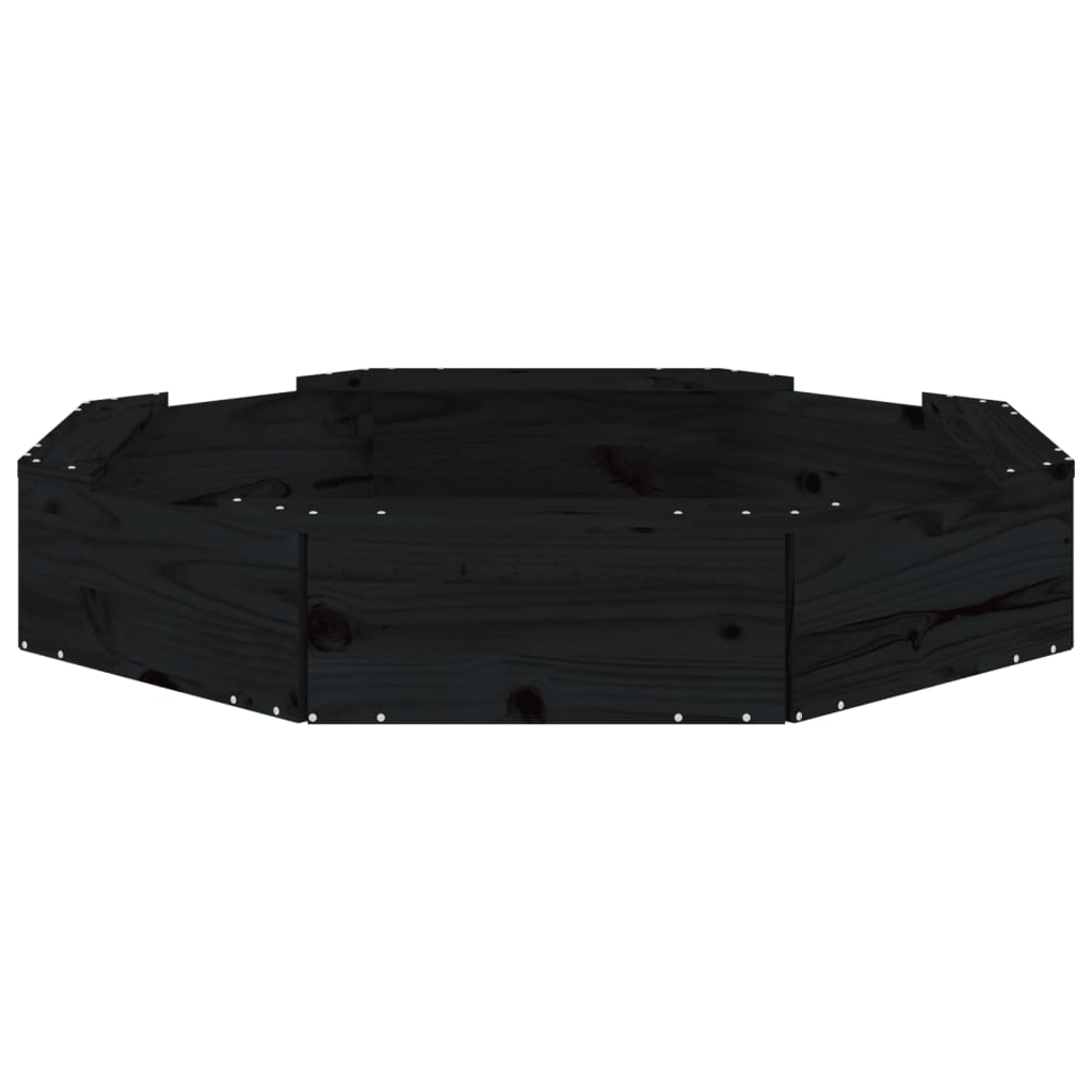 vidaXL Cutie de nisip cu scaune octogonale, negru, lemn masiv de pin vidaXL Cutie de nisip cu scaune octogonale, negru, lemn masiv de pin
